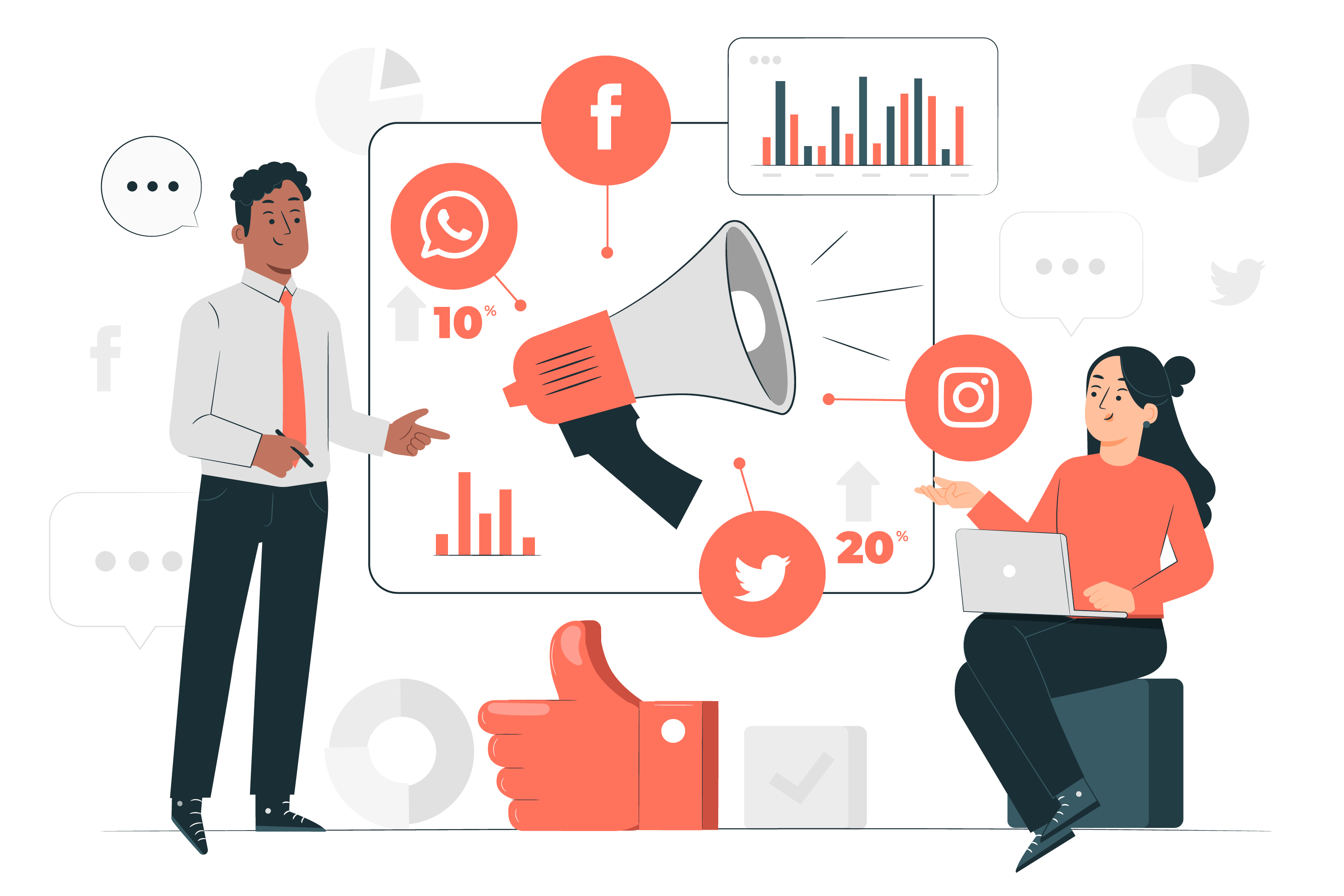 Marketing Strategy Connting Digital Devices Concept