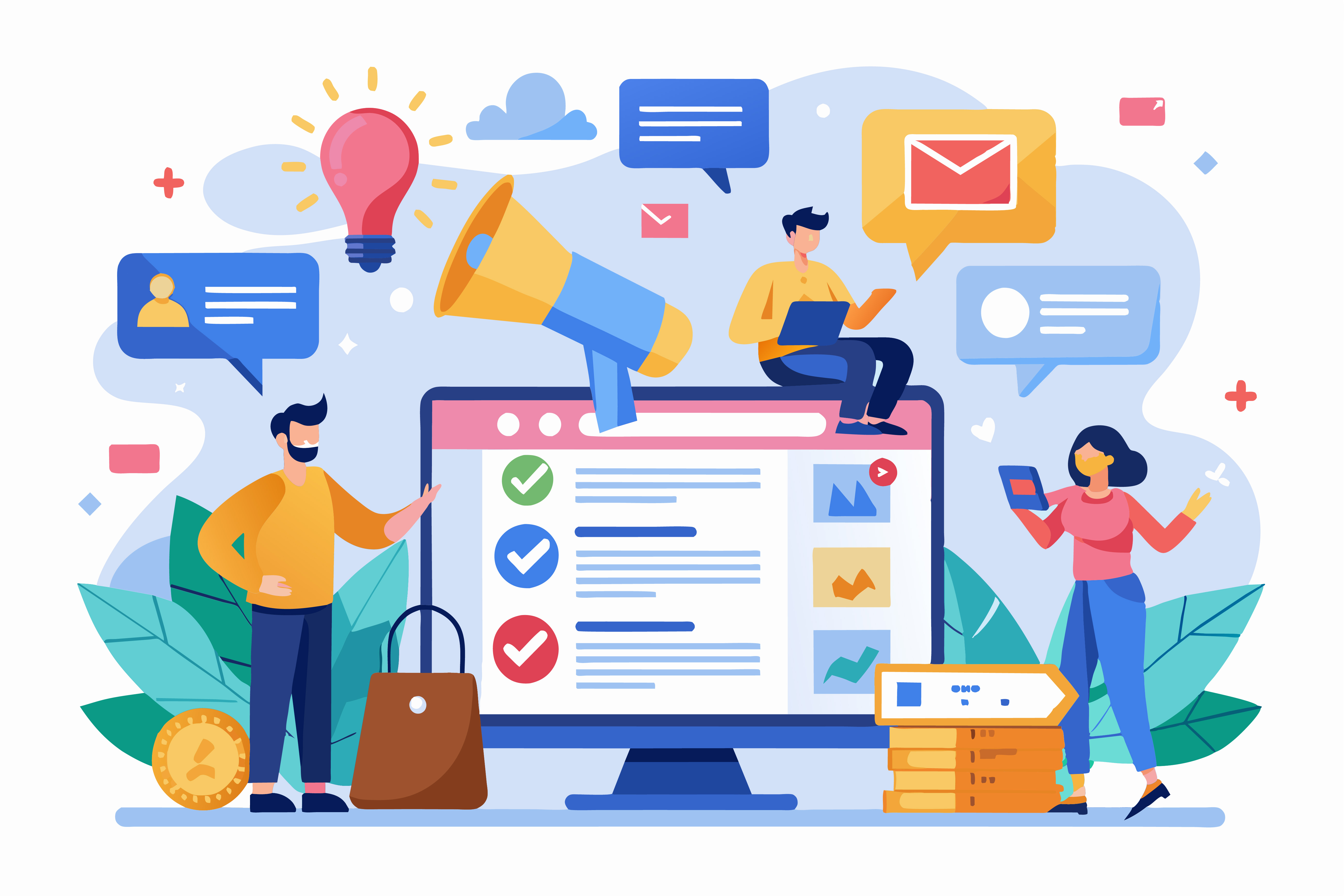 Marketing Strategy Connting Digital Devices Concept